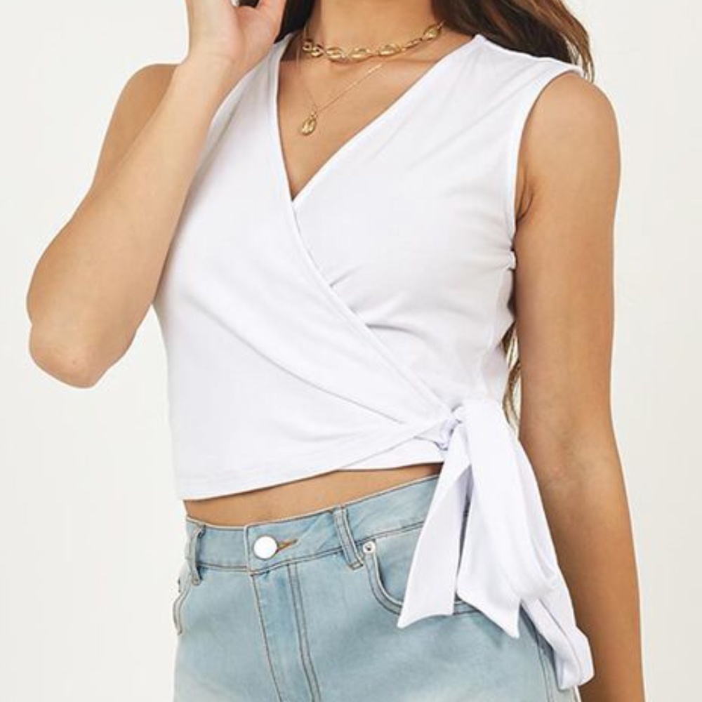 Showpo White Wrap Top